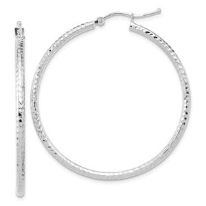 Gold Classics(tm) 10kt. White Gold Cut 41mm Round Tube Hoop Earrings