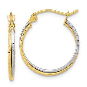 Gold Classics(tm) 10kt. Two-tone Diamond Cut Twisted Hoop Earrings