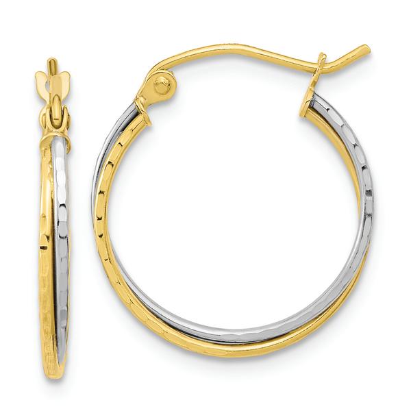 Gold Classics(tm) 10kt. Two-tone Diamond Cut Twisted Hoop Earrings