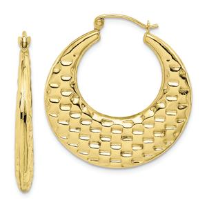 Gold Classics(tm) 10kt. Polished Textured Hoop Earrings