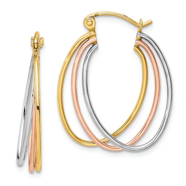 Gold Classics(tm) 10kt. Tri-color Polished Triple Hoop Earrings