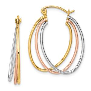 Gold Classics(tm) 10kt. Tri-color Polished Triple Hoop Earrings