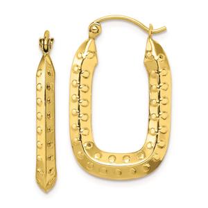 Gold Classics(tm) 10kt. Polished Textured Rectangle Hoop Earrings
