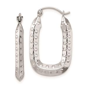 Gold Classics(tm) 10kt.White Gold Textured Rectangle Hoop Earrings