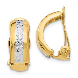 Gold Classics(tm) 14kt. Polished & Rhodium Clip On Earrings