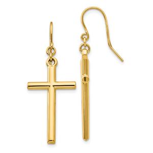 Gold Classics(tm) 14kt. Gold Shepherd Hook Cross Dangle Earrings