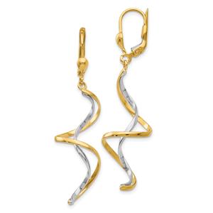 Gold Classics(tm) 14kt. Two-Tone Spiral Dangle Earrings
