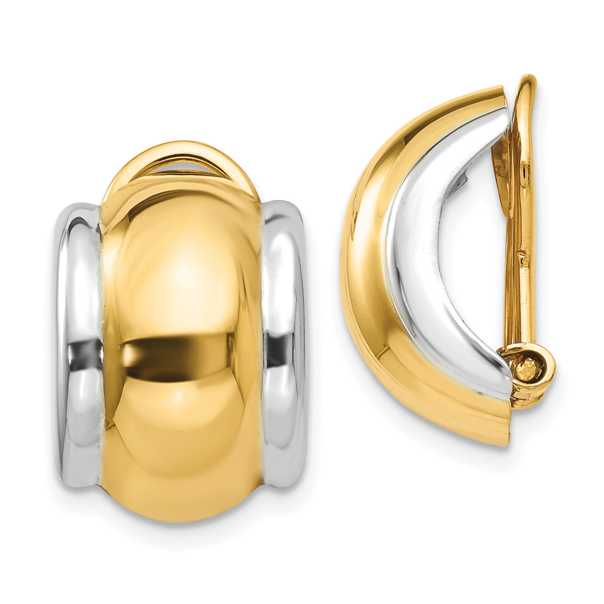 Gold Classics(tm) 14kt. Two-tone 16x12mm Omega Clip On Earrings