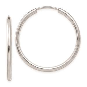 Gold Classics(tm) 30mm. 14kt. White Gold Polished Hoop Earrings