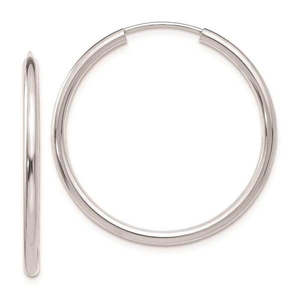 Gold Classics(tm) 30mm. 14kt. White Gold Polished Hoop Earrings