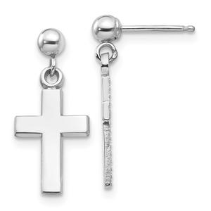 Gold Classics(tm) 14kt. White Gold Cross Dangle Earrings