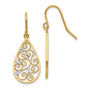 Gold Classics(tm) 14kt. Rhodium Filigree Teardrop Earrings