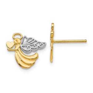 Gold Classics(tm) Gold & Rhodium Angel Stud Earrings