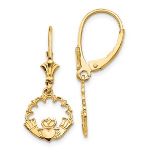 Gold Classics(tm) 14kt. Claddagh in Circle Leverback Earrings