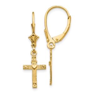 Gold Classics(tm) 14kt. Gold Mini Cross Lever Back Earrings