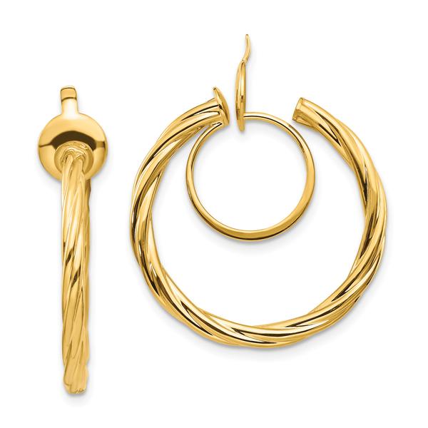 Gold Classics(tm) 14kt. Gold Twisted Non-pierced Hoop Earrings