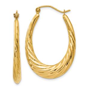Gold Classics(tm) 14kt. Gold Twisted Oval Hoop Earrings