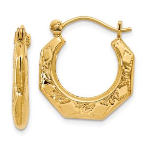 Gold Classics(tm) 14kt. Gold Patterned Polished Hoop Earrings