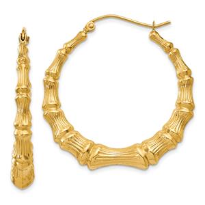 Gold Classics(tm) 27mm. 14kt. Polished Bamboo Hoop Earrings