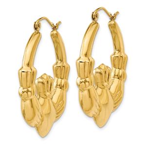 Gold Classics(tm) 20mm. 14kt. Polished Claddagh Hoop Earrings alternate view
