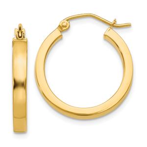 Gold Classics(tm) 14kt. 2x3mm Square Tube Hoop Earrings