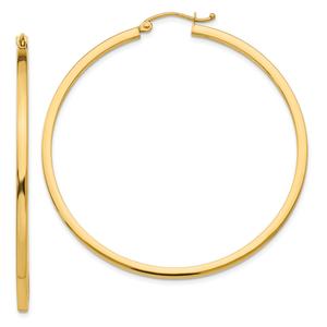 Gold Classics(tm) 14kt. 2mm Thick Square Tube Hoop Earrings