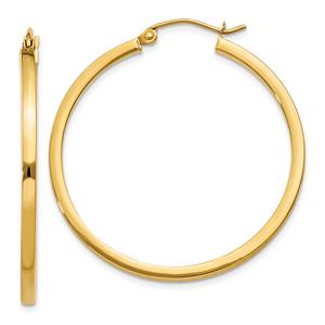 Gold Classics(tm) 14kt. 35mm Square Tube Hoop Earrings