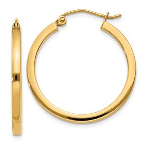 Gold Classics(tm) 14kt. Gold  25mm Square Tube Hoop Earrings