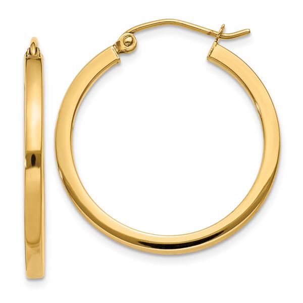 Gold Classics(tm) 14kt. Gold 25mm Square Tube Hoop Earrings