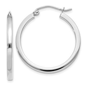 Gold Classics(tm) 14kt. White Gold 2mm Square Hoop Earrings