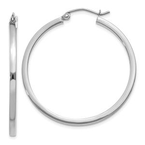 Gold Classics(tm) 14kt. White Gold 2mm Square Hoop Earrings