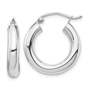 Gold Classics(tm) 14kt. White Gold 4mm Thick Hoop Earrings