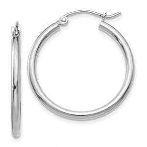 Gold Classics(tm) 14kt. White Gold 2mm Polished Hoop Earrings