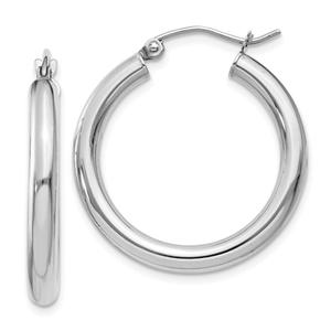 Gold Classics(tm) 14kt. Glossy White Gold 3mm Hoop Earrings