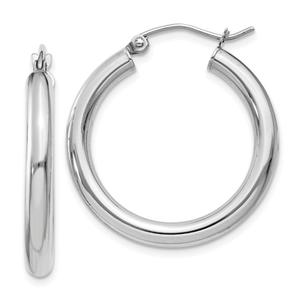 Gold Classics(tm) 14kt. White Gold 25mm Tube Hoop Earrings