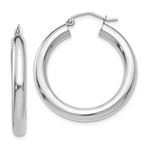 Gold Classics(tm) 14kt. Glossy White Gold 4mm Hoop Earrings