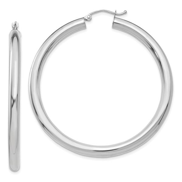 Gold Classics(tm) 14kt. White Gold 50mm Tube Hoop Earrings