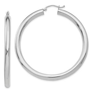 Gold Classics(tm) 14kt. White Gold 50mm Tube Hoop Earrings