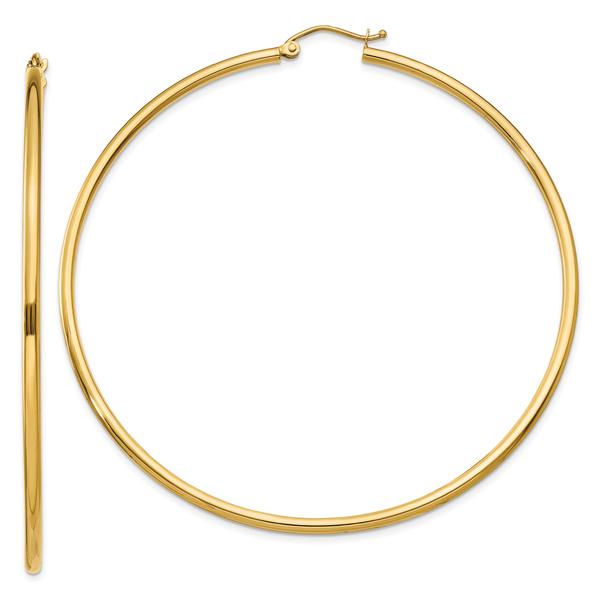 Gold Classics(tm) 14kt. Gold 65mm Tube Hoop Earrings