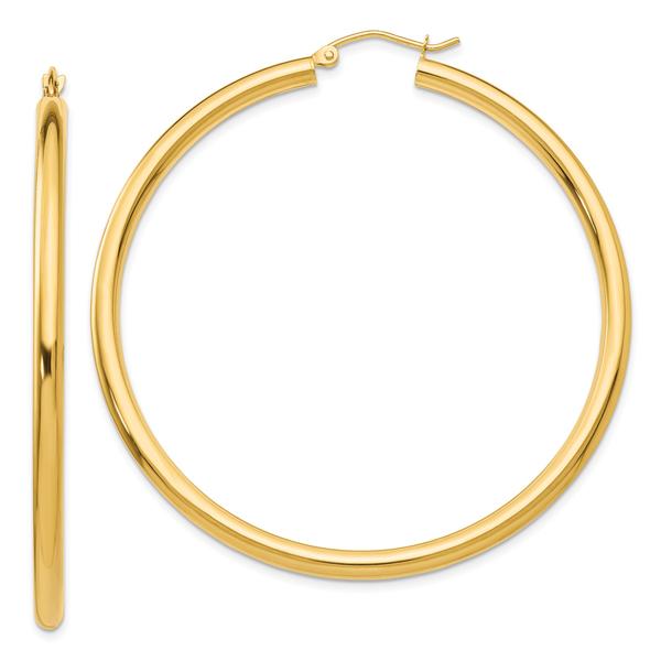 Gold Classics(tm) 14kt. Gold 55mm Tube Hoop Earrings