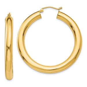 Gold Classics(tm) 14kt. Glossy Gold 40mm Hoop Earrings