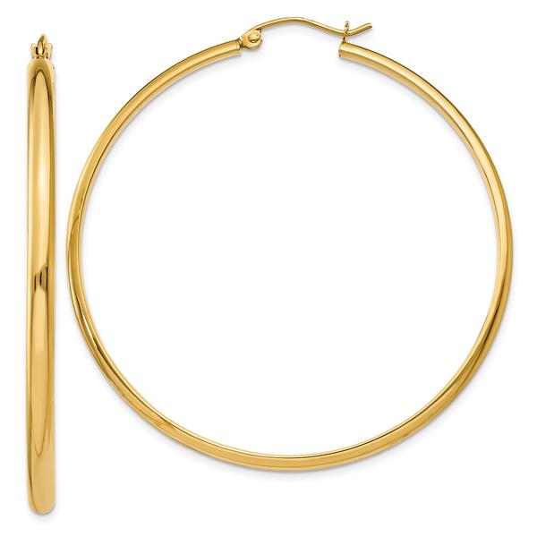 Gold Classics(tm) 50mm. 14kt. Gold Polished Hoop Earrings