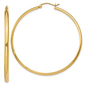 Gold Classics(tm) 50mm. 14kt. Gold Polished Hoop Earrings