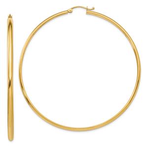 Gold Classics(tm) 65mm. 14kt. Gold Polished Hoop Earrings