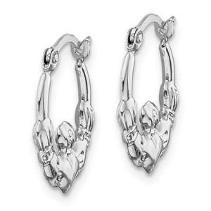 Gold Classics(tm) 16mm 14kt. White Gold Claddagh Hoop Earrings alternate view