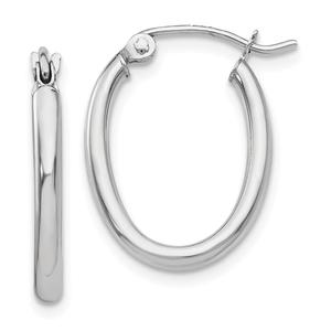 Gold Classics(tm) 14kt. White Gold 2mm Oval Tube Hoop Earrings