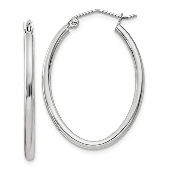 Gold Classics(tm) White Gold 24x17 Oval Tube Hoop Earrings