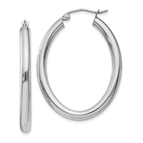 Gold Classics(tm) White Gold 3.5mm Oval Tube Hoop Earrings