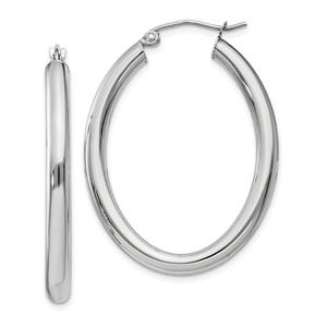 Gold Classics(tm) White Gold 3.5mm Oval Tube Hoop Earrings