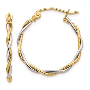 Gold Classics(tm) 14kt. Two-Tone 1.8mm Twisted Hoop Earrings